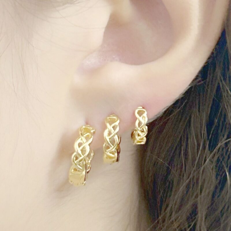 Brinco Trio Trançado Banhado em Ouro 18k