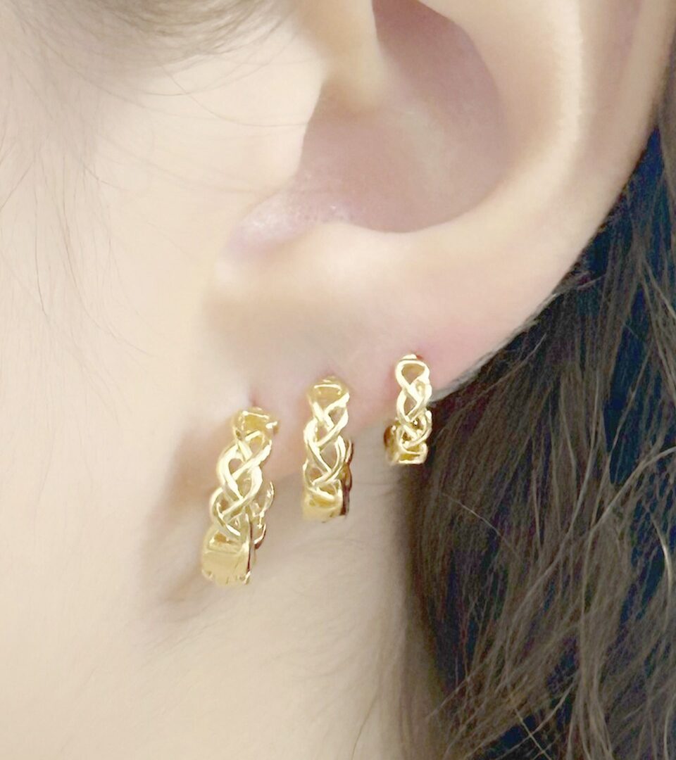Brinco Trio Trançado Banhado em Ouro 18k