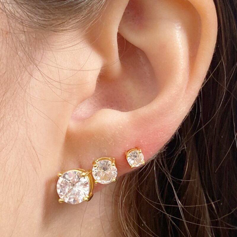 Brinco Trio Ponto De Luz Banhado em Ouro 18k