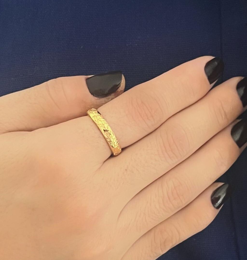 Aliança Trabalhada Banhado em Ouro 18K