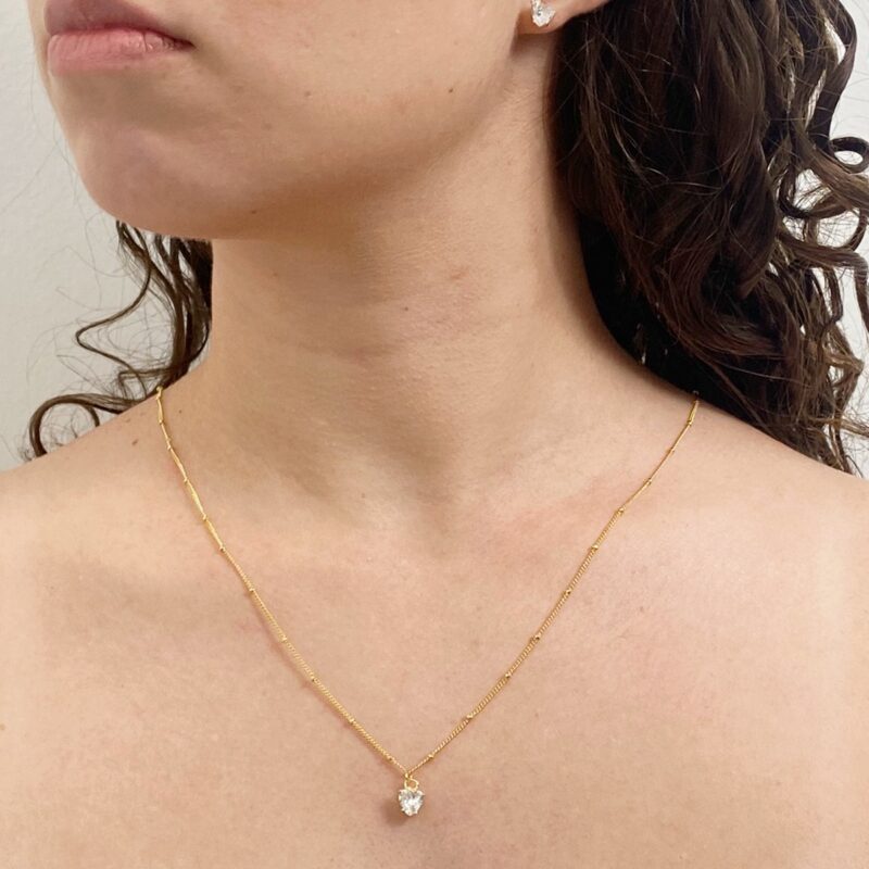 Conjunto Coração P Colors banhado em Ouro 18K