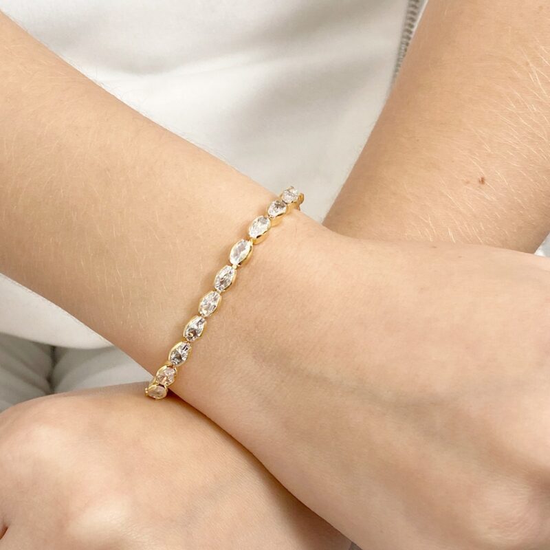 Pulseira Rivieira Minimalista Cravejado Banhado em Ouro 18