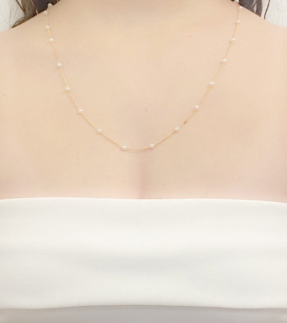 Colar Longo Perola Banhado em Ouro 18k