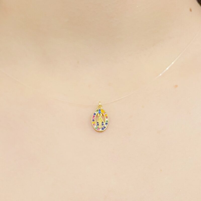 Colar Fio de Nylon NS Cravejado Banhado em Ouro 18k