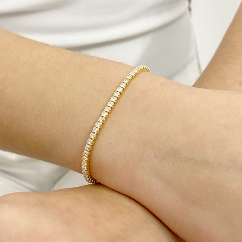 Pulseira Regulavel Riviera Cravejado Banhado em Ouro 18k