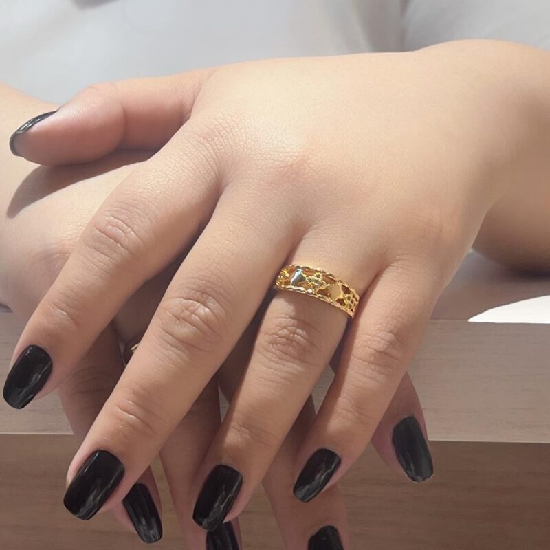 Anel Trevos Liso/Cravejado Banhado em Ouro 18k