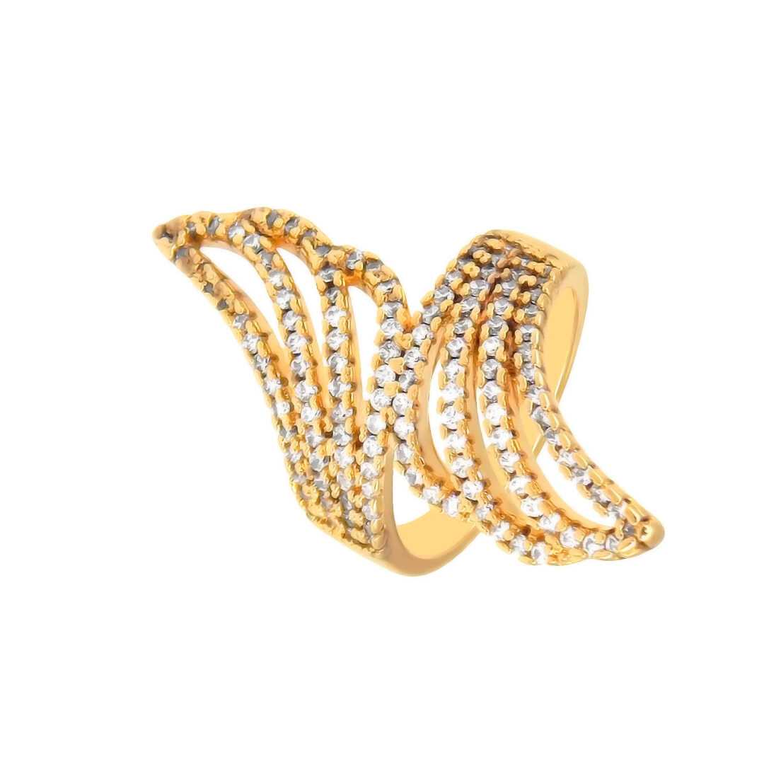 Anel Asa Cravejado Banhado em Ouro 18k
