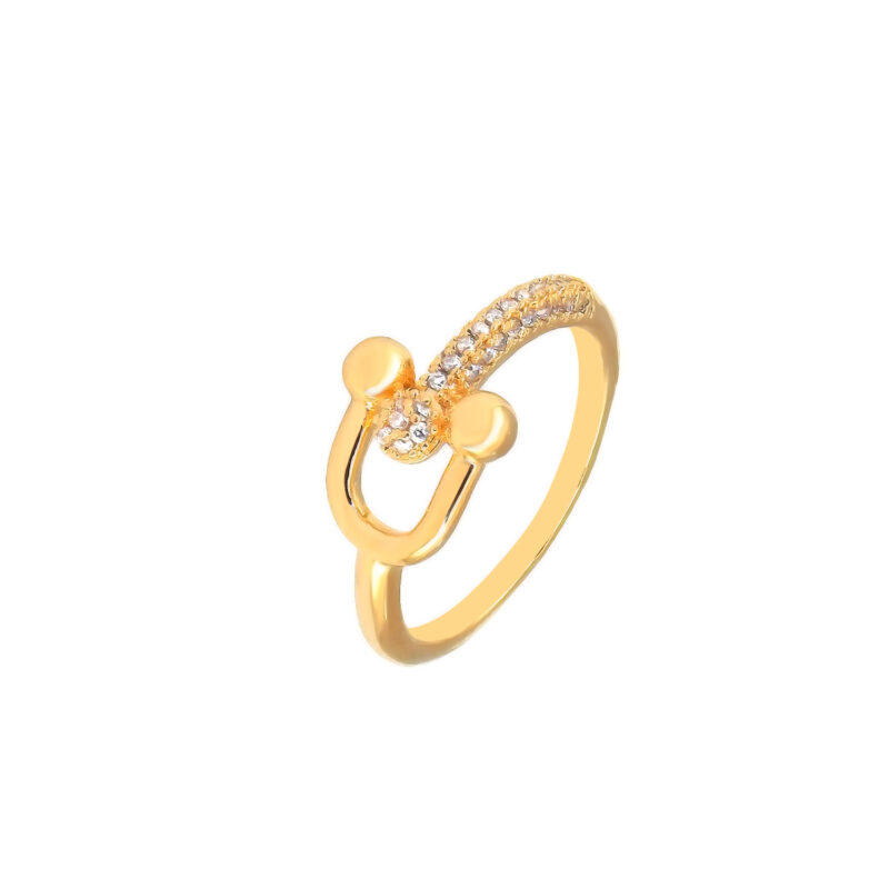 Anel elo T Cravejado Cravejado Banhado em Ouro 18k