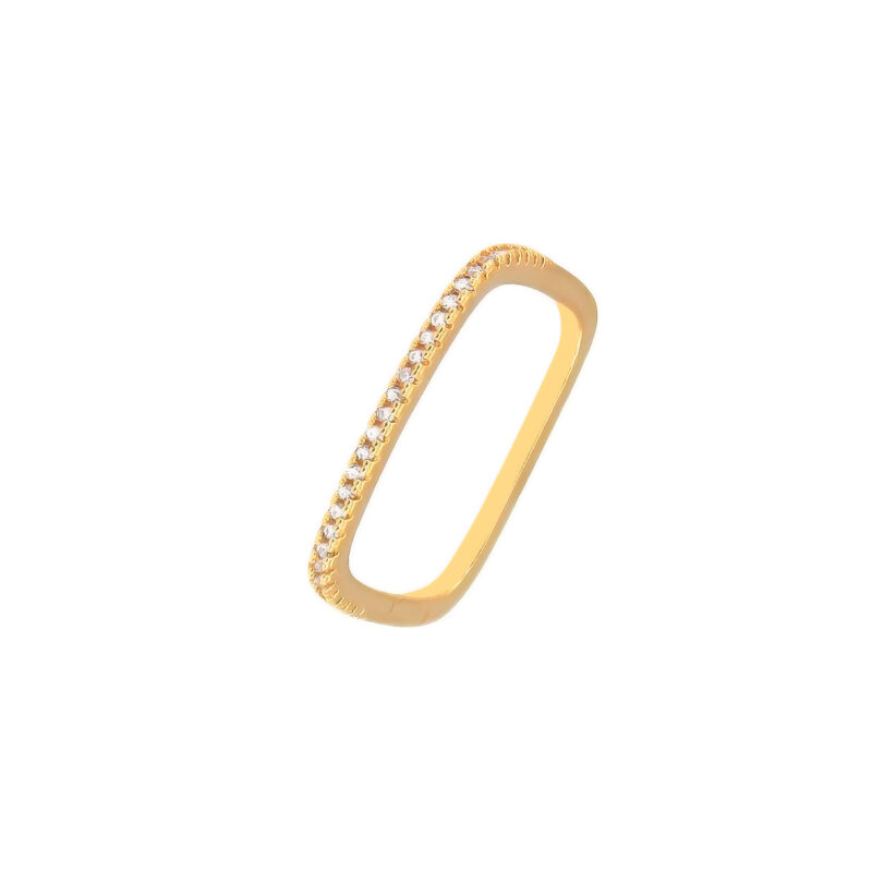 Anel Quadrado Cravejado Banhado em ouro 18k