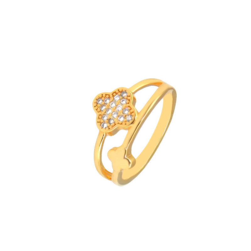 Anel Trevo Liso/Cravejado Banhado em Ouro 18k