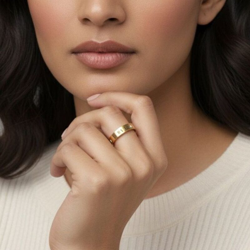 Anel Algarismo Romano Dourado em Aço