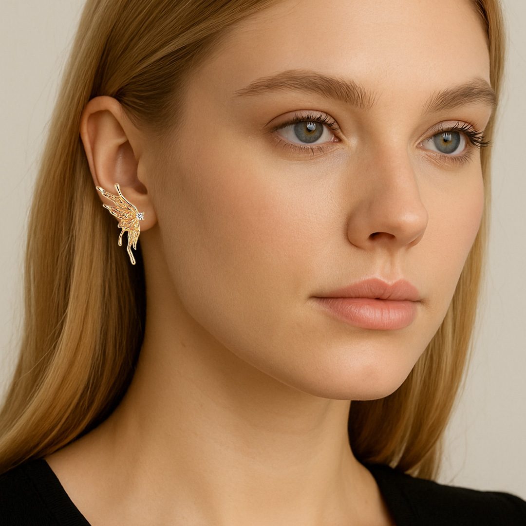 Brinco Flor Orgânico Banhado em Ouro 18k