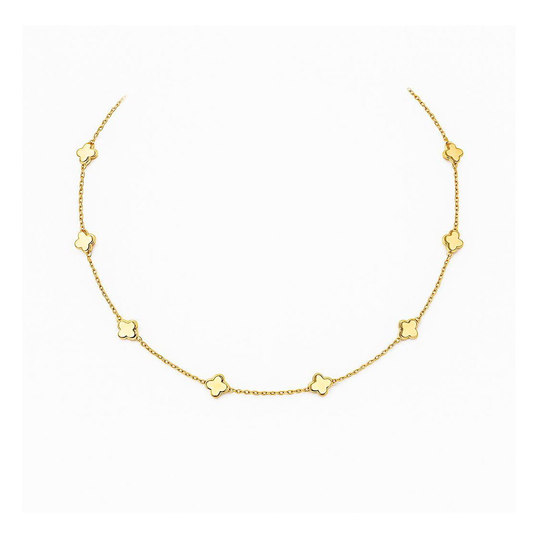 Choker Trevos Banhado em Ouro 18k