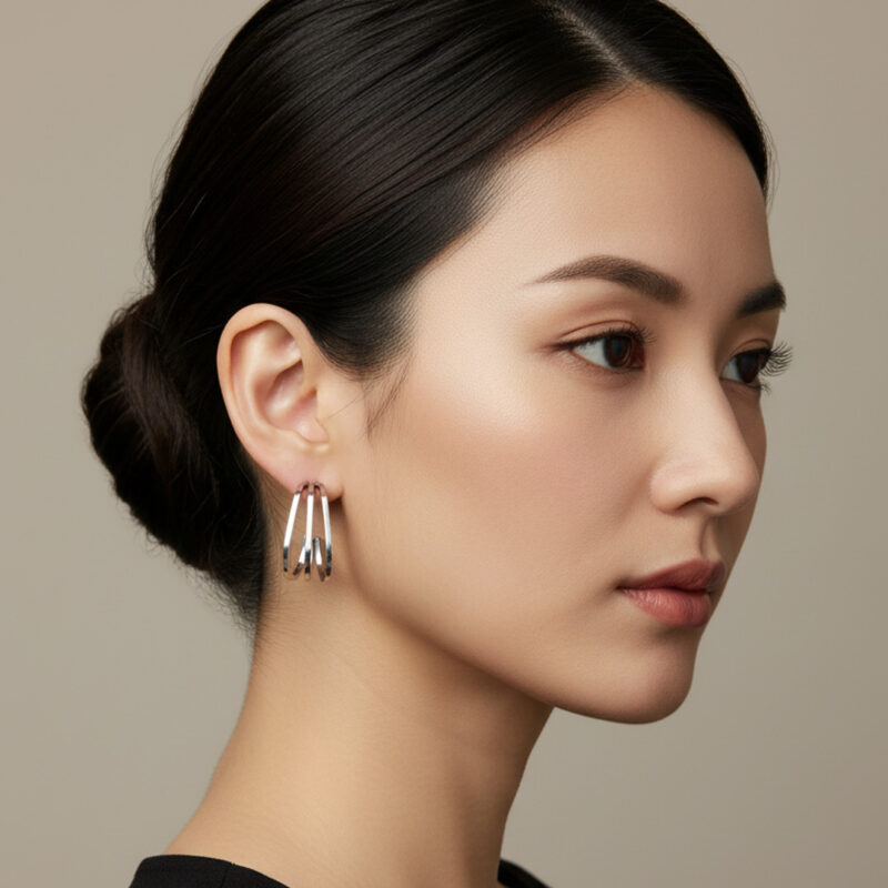 Brinco Argola Tripla em Aço