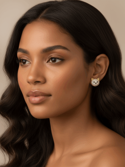 Brinco Ursinho Cravejado Banhado em Ouro 18k