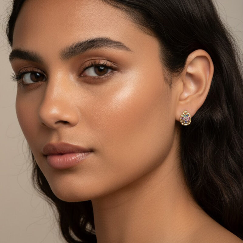 Brinco Gota Microcravejada Banhado em Ouro 18K