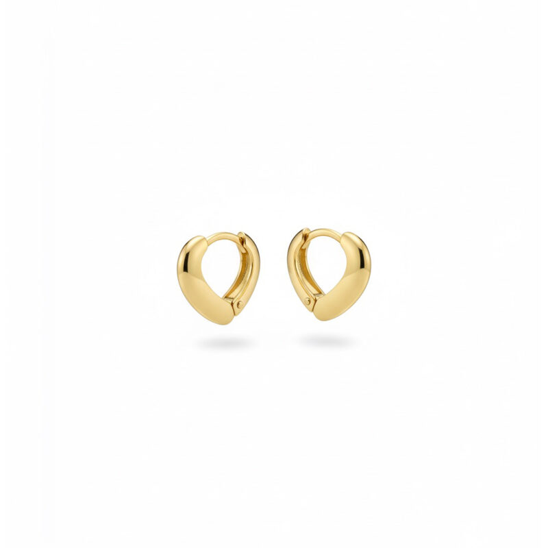 Brinco Argola Formato Coração Liso Banhado em Ouro 18k