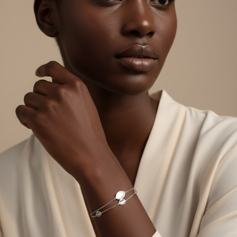 Pulseira Duplo Olho Grego em Aço