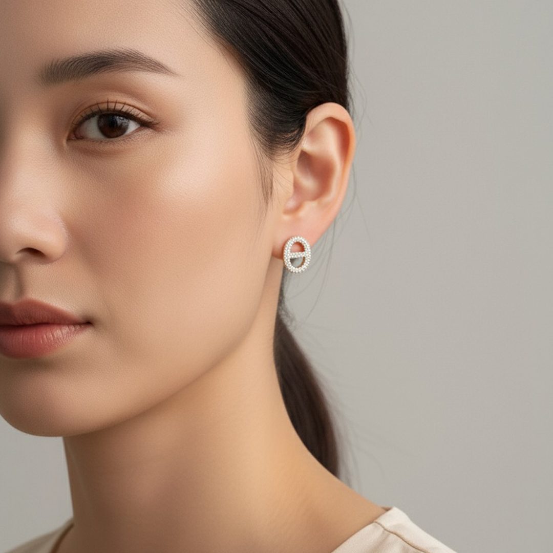 Brinco Lacre Cravejado Banhado em Ouro 18k