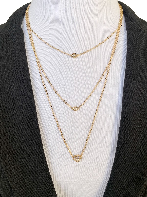 Colar Triplo Cadeadinho Coração Banhado em Ouro 18K