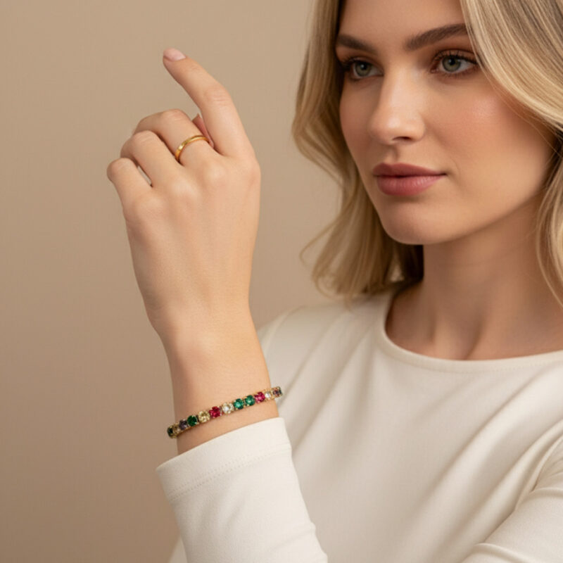 Pulseira Riviera Cravejado Banhado em Ouro 18k