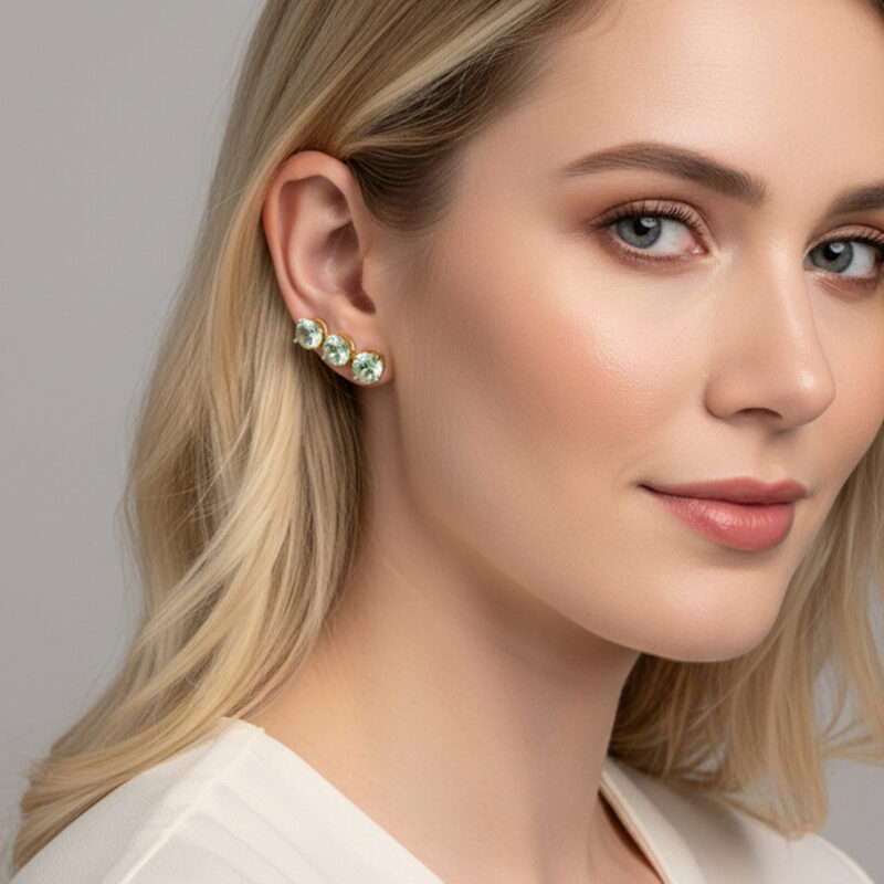 Brinco Trio Ponto De Luz Banhado em Ouro 18k