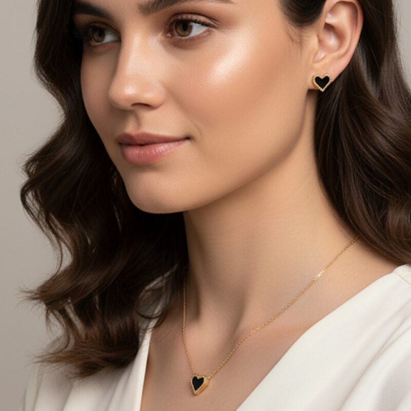 Conjunto Coração em Aço