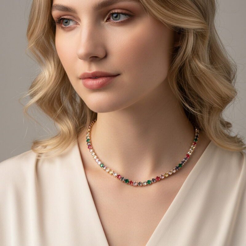 Choker Riviera Cravejado Banhado em Ouro 18k