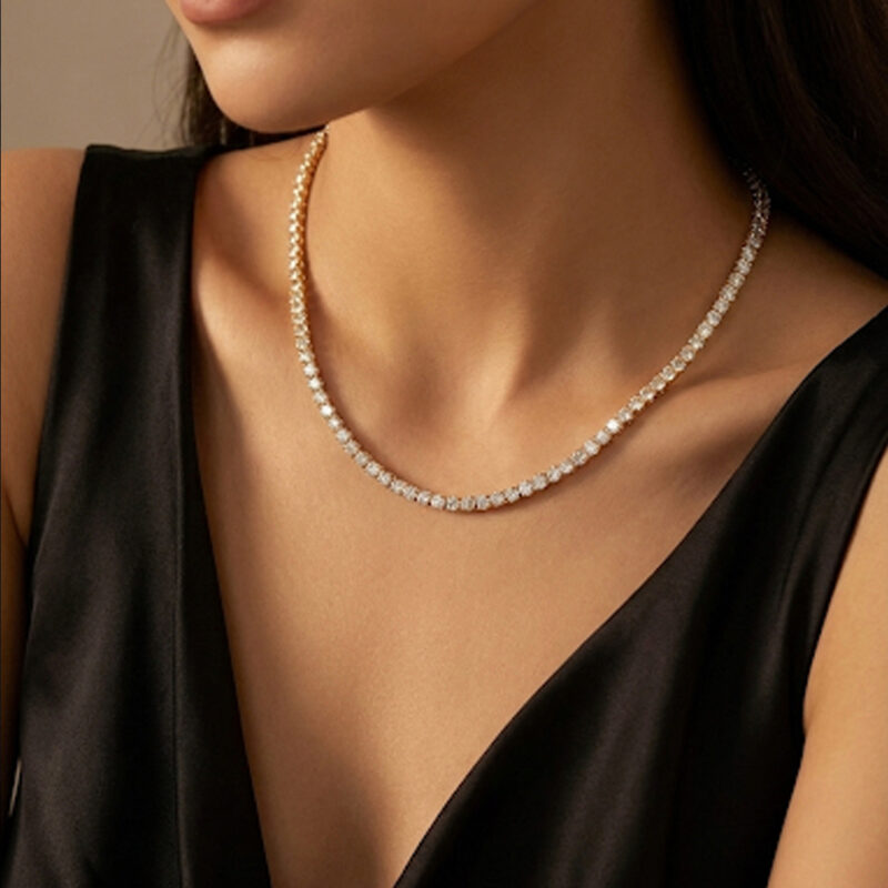 Choker Riviera Quadradinho Cravejado Banhado em Ouro 18k