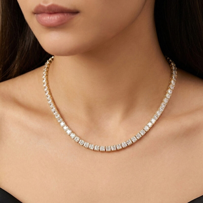 Choker Riviera Quadrada Cravejado Banhado em Ouro 18k
