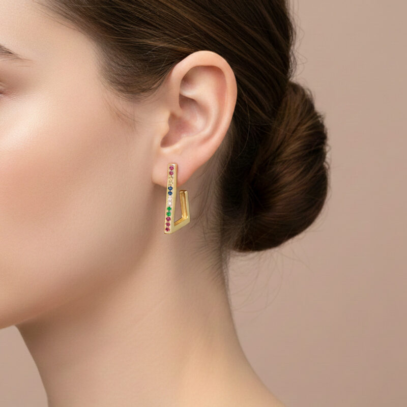 Brinco Cravejado Banhado em Ouro 18k