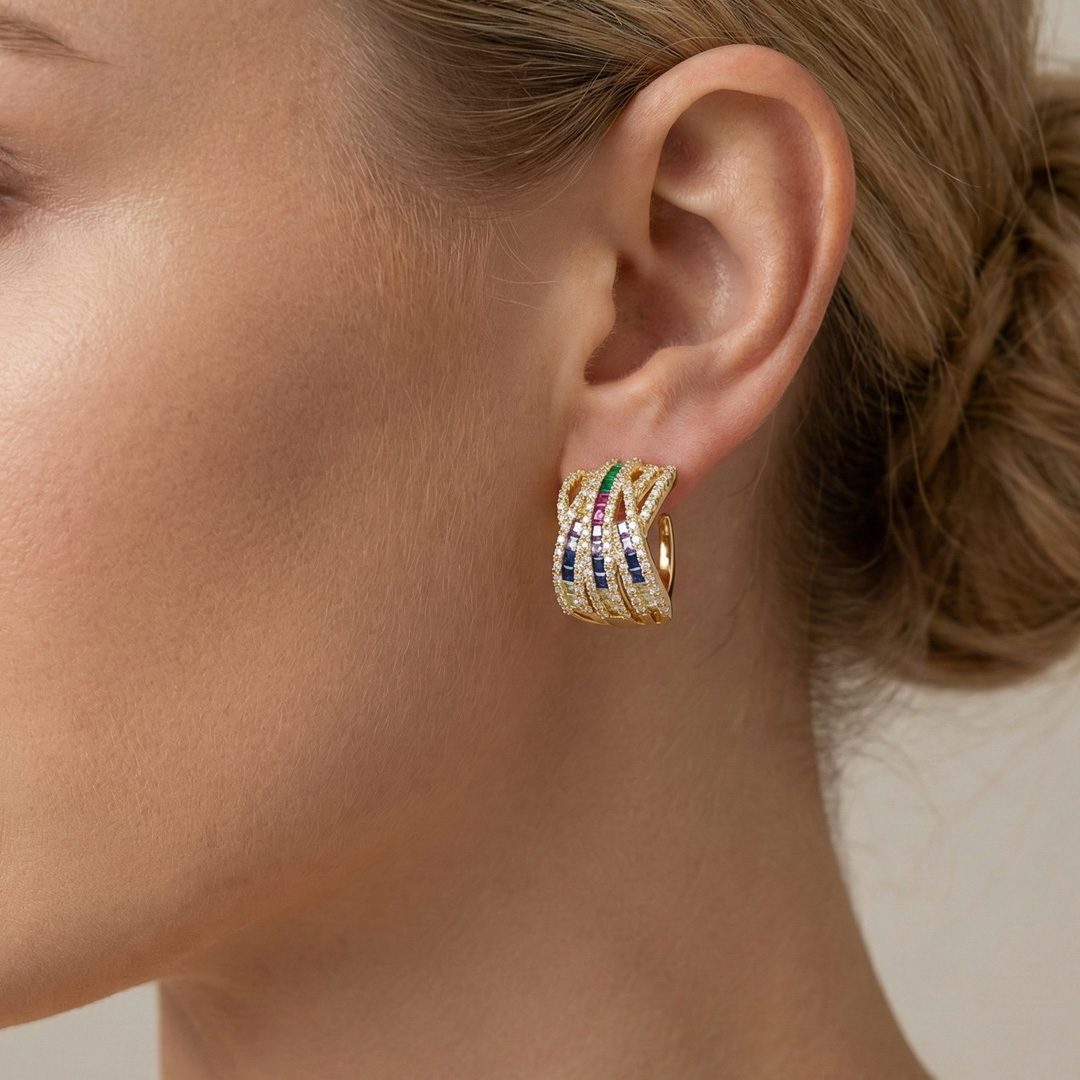 Brinco Argola X Trabalhado Banhado em Ouro 18k