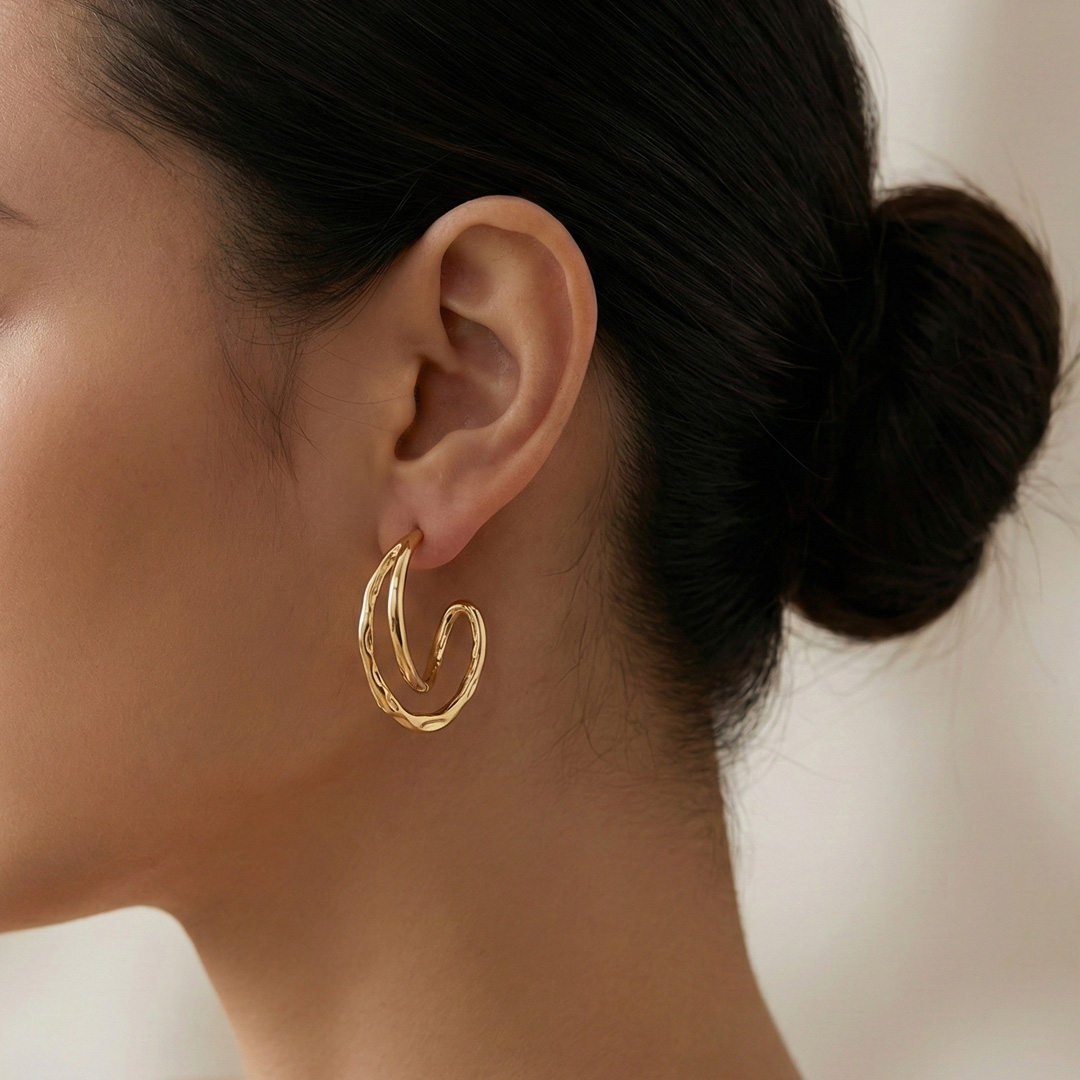 Brinco Argola X Torcido Banhado em Ouro 18k