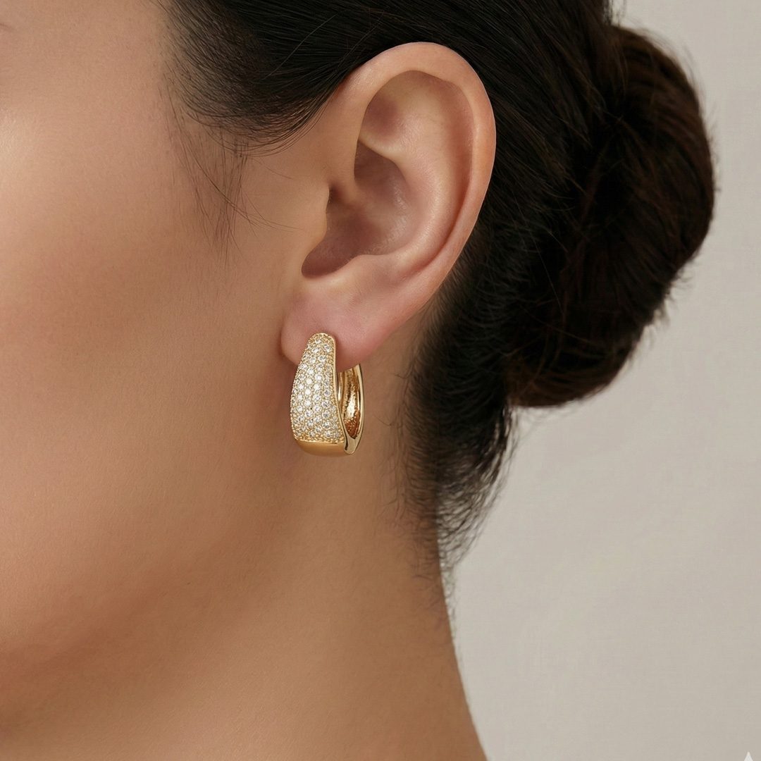 Brinco Argola Oval Banhado em Ouro 18k