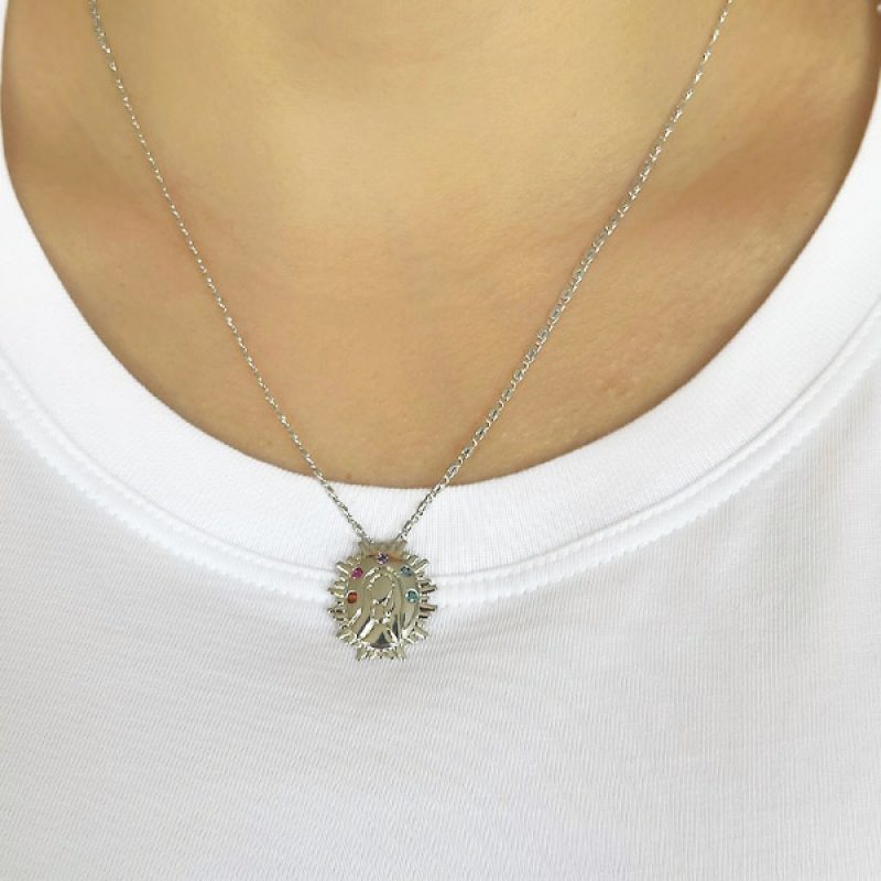 Colar NS Estilizada banhado em Ouro 18K/Ródio Branco