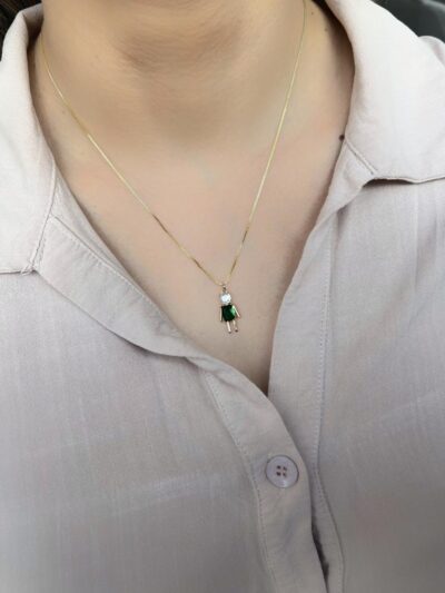 Colar Menino Esmeralda banhado em Ouro 18K