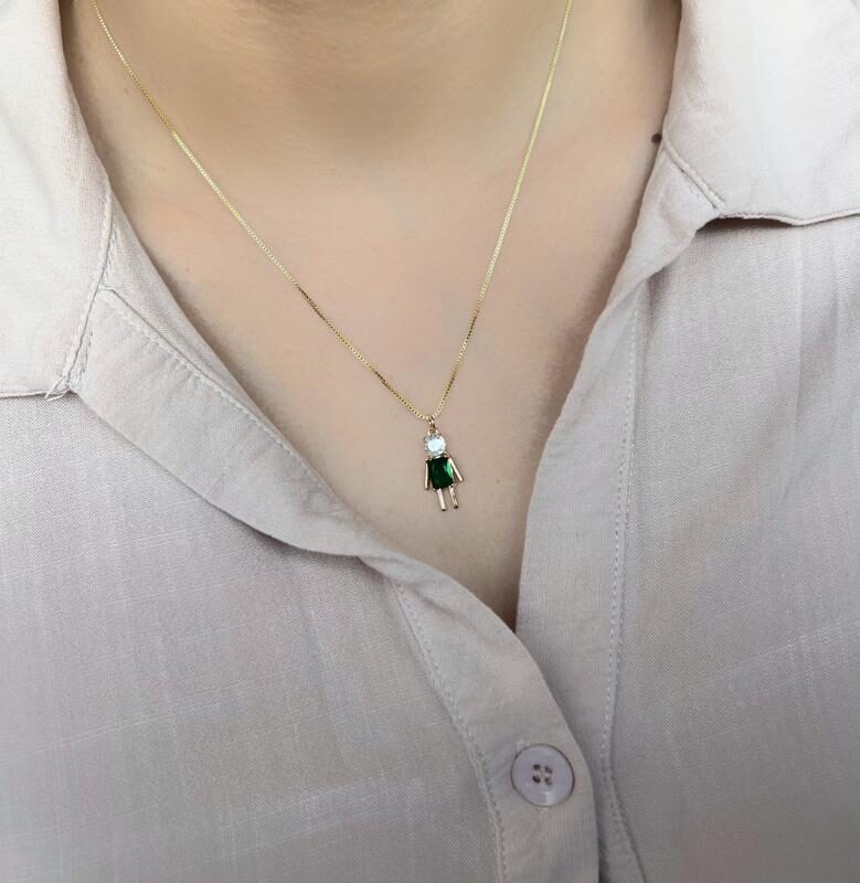 Colar Menino Esmeralda banhado em Ouro 18K