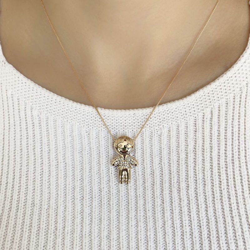 Colar Menino Cravejado banhado em Ouro 18K