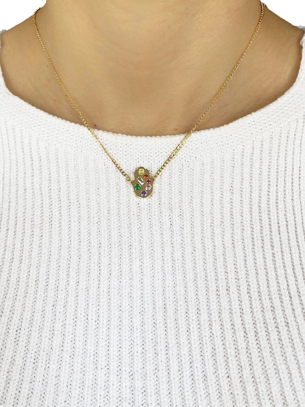 Colar Mão de Fatima Colors banhado em Ouro 18K