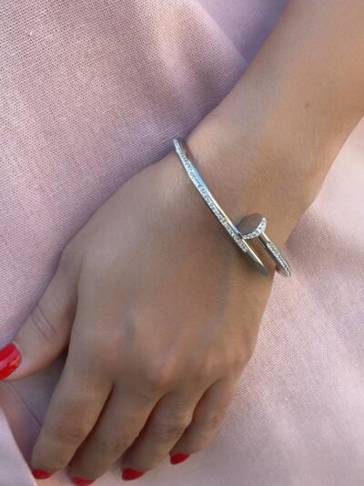 Bracelete Prego com Strass em Aço