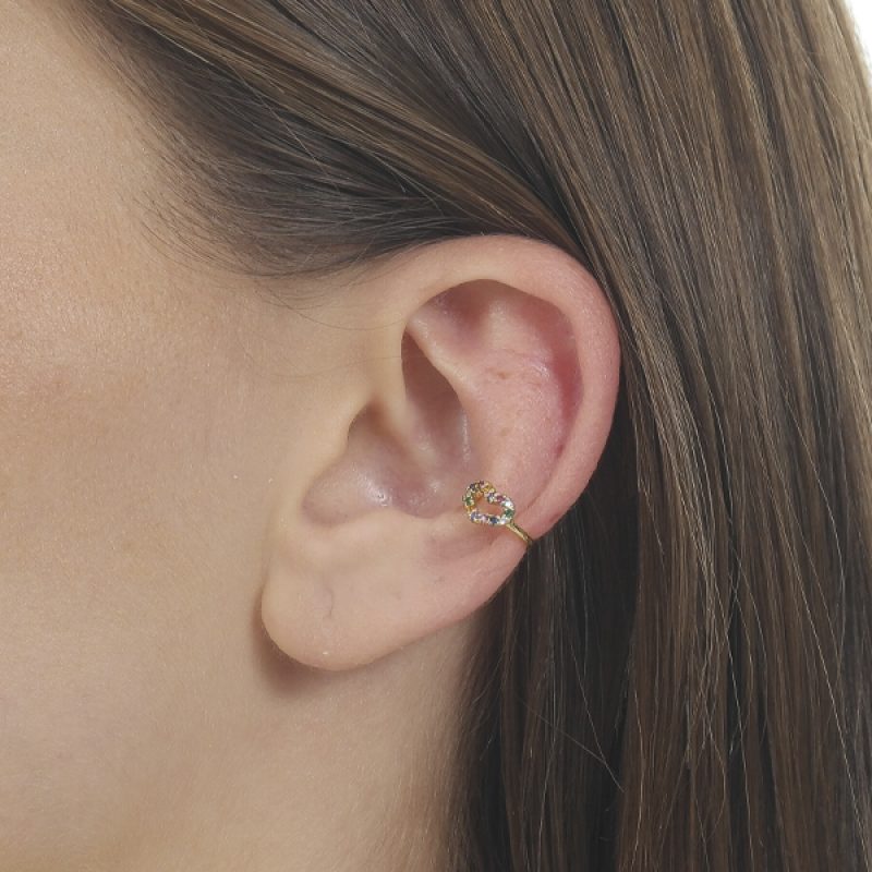 Piercing Coração Cravejado Banhado em Ouro 18K