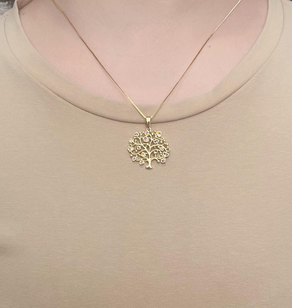Colar Árvore da Vida Cravejado Banhado em Ouro 18K