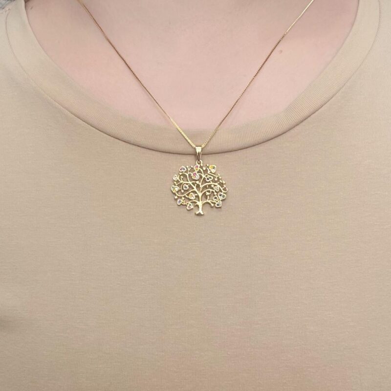 Colar Árvore da Vida Cravejado Banhado em Ouro 18K