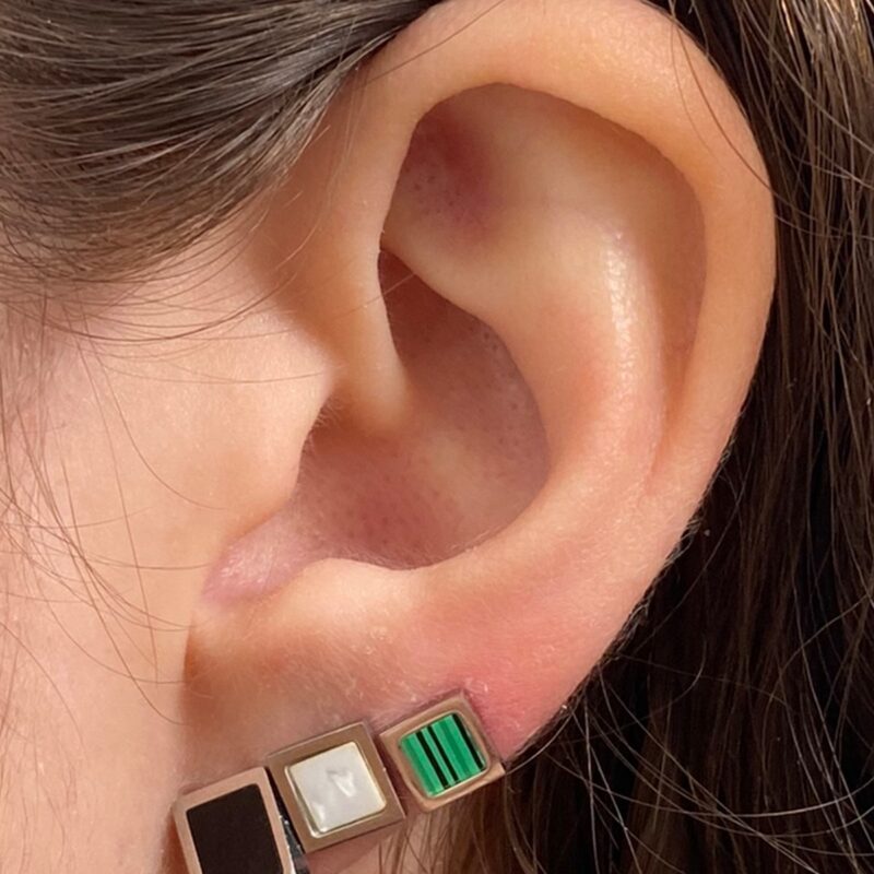 Brinco Trio Quadrado  em Aço