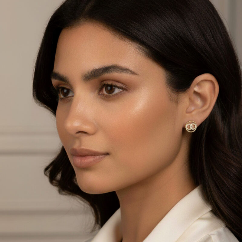 Brinco Mandala Torcido Elos Cravejado Banhado em Ouro 18k