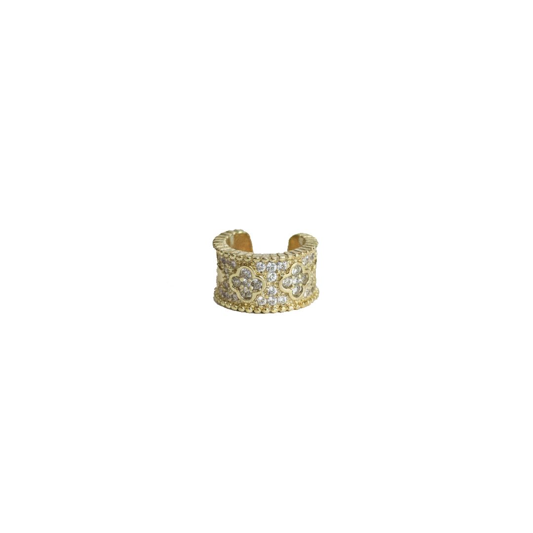 Piercing Argola Trevos Trabalhado Cravejado Banhado em ouro 18k
