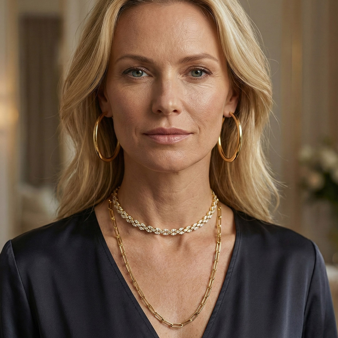 Colar Longo Elo Grumet Banhado em Ouro 18k