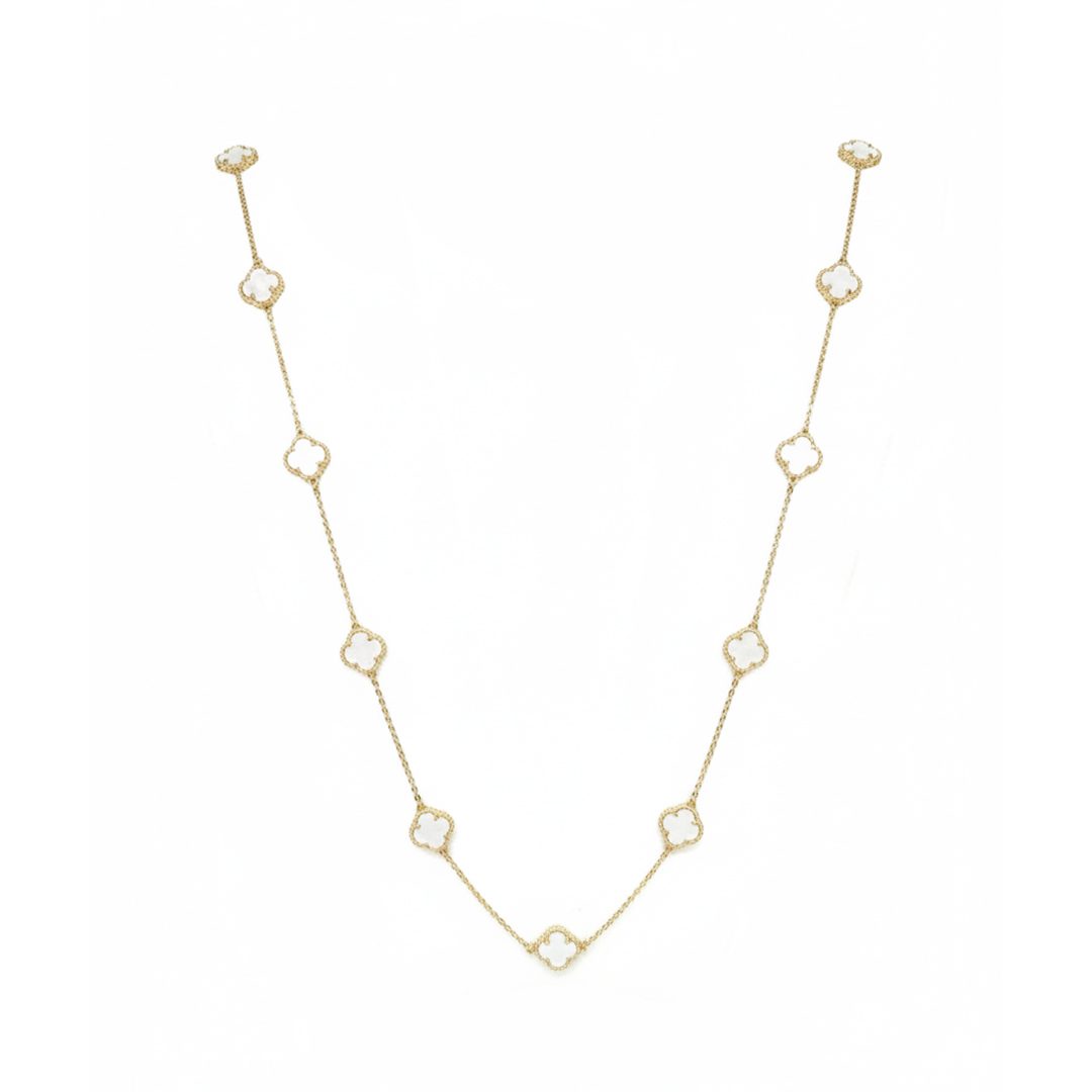 Colar Longo 11 Trevos Banhado em Ouro 18k