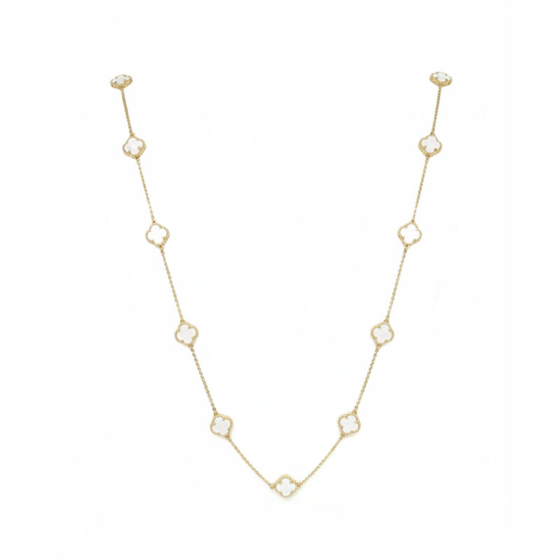 Colar Longo 11 Trevos Banhado em Ouro 18k