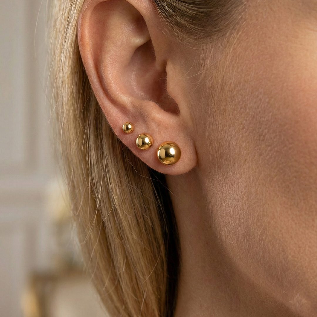 Brinco Trio Esfera em Aço